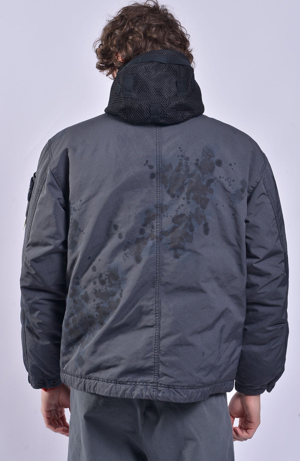 Stone island canvas outlet hooded jacket