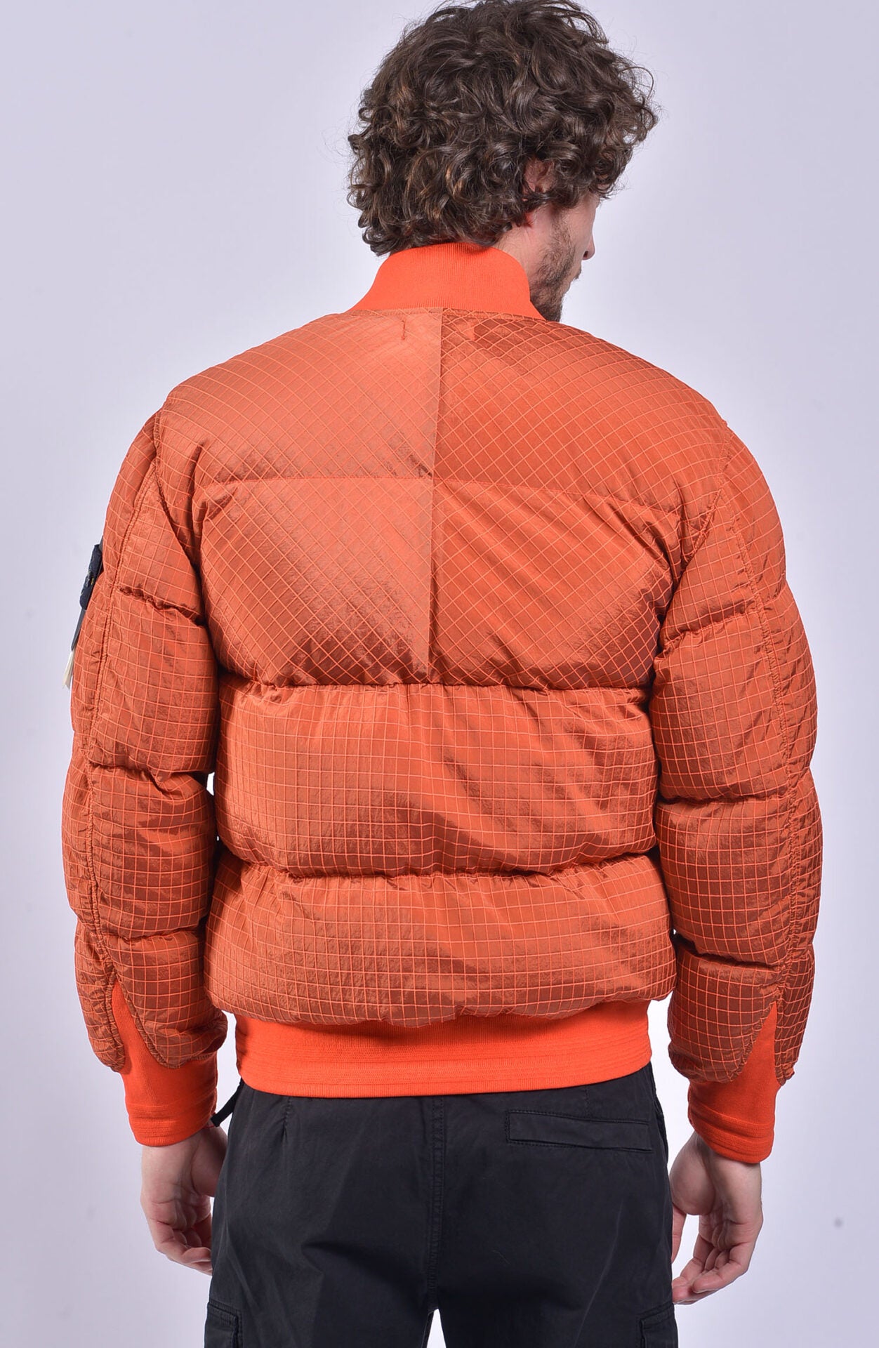 Orange stone island puffer cheap jacket